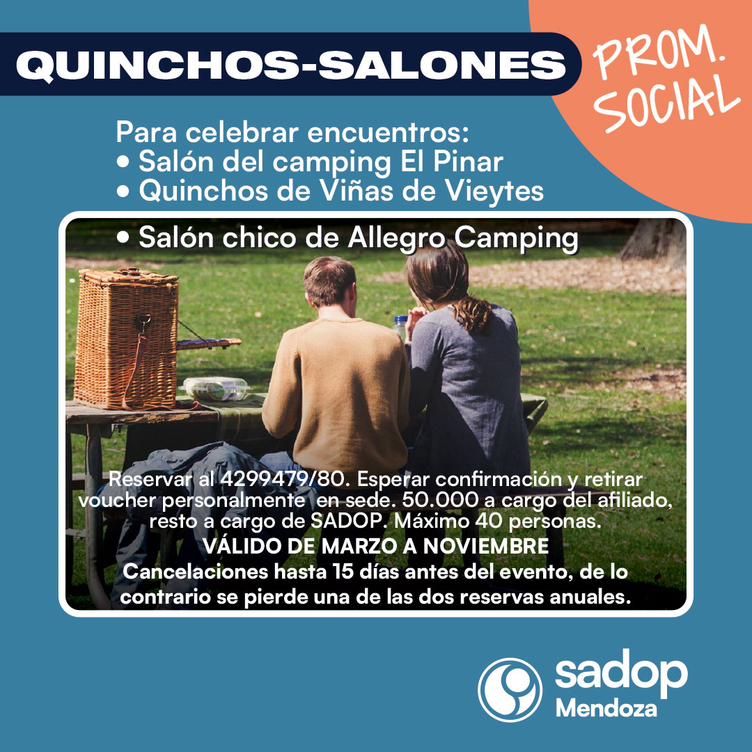Quinchos y salones con costo hasta 40 personas.